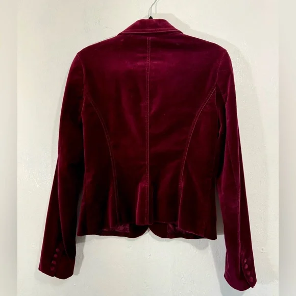 Vtg Ralph Lauren-Elegant Ruby Red Velvet one button blazer with 2 pockets.Size M